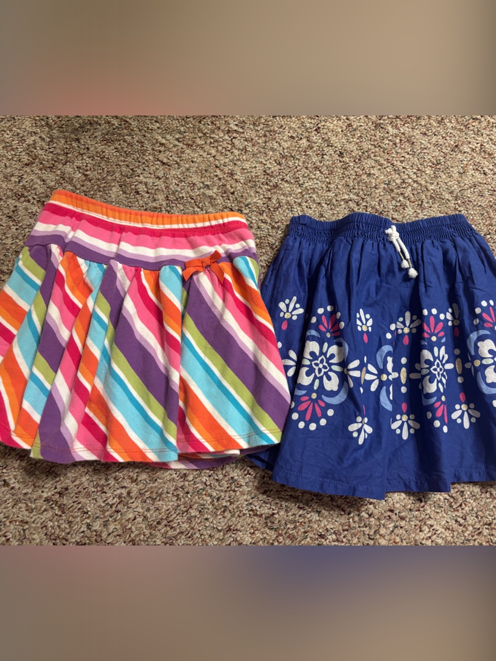 ⬇️Girls' Gymboree size 7 Bright Striped Skirt + Navy Floral Skirt - 2-Pack